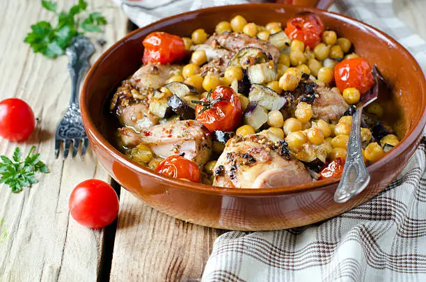 Chicken and Chick Peas in Red Wine